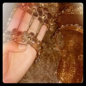 Glitter flower jelly sandals